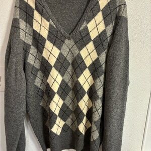 Vintage Barrie Argyle Lambswool V-Neck Sweater Pure Wool Men’s size XL